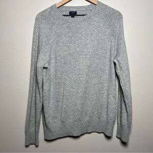 J. Crew Men Sweater Medium Gray Crewneck Pullover‎ Lambswool Preppy Academia